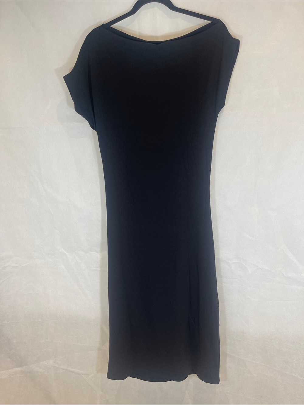 MNGO = XL , Black Draped Cap-Sleeve Women’s Dress - Picture 6 of 13